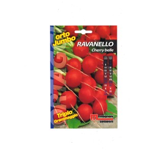 Confezione di semi di ravanello 'Cherry Belle' per la coltivazione di erbe aromatiche in giardino.