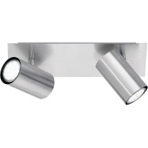 Faretto Trio Marley, 2 luci, nickel opaco, lampada da soffitto orientabile per soggiorno e corridoio.