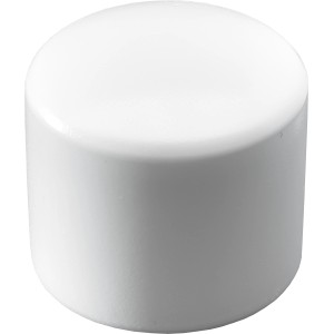 Copertura terminale in plastica bianca Hettich per tubi tondi, Ø 25 mm, per proteggere mobili e pavimenti.