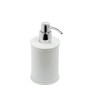 Dispenser sapone t.b.t. bianco con pompa cromata per bagno e cucina.