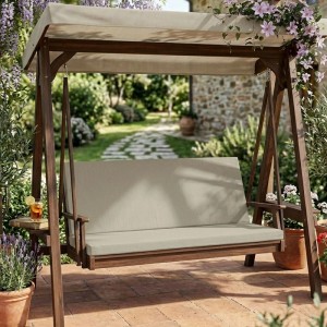 Cuscino per dondolo 2 posti ecrù 105x55x6 cm