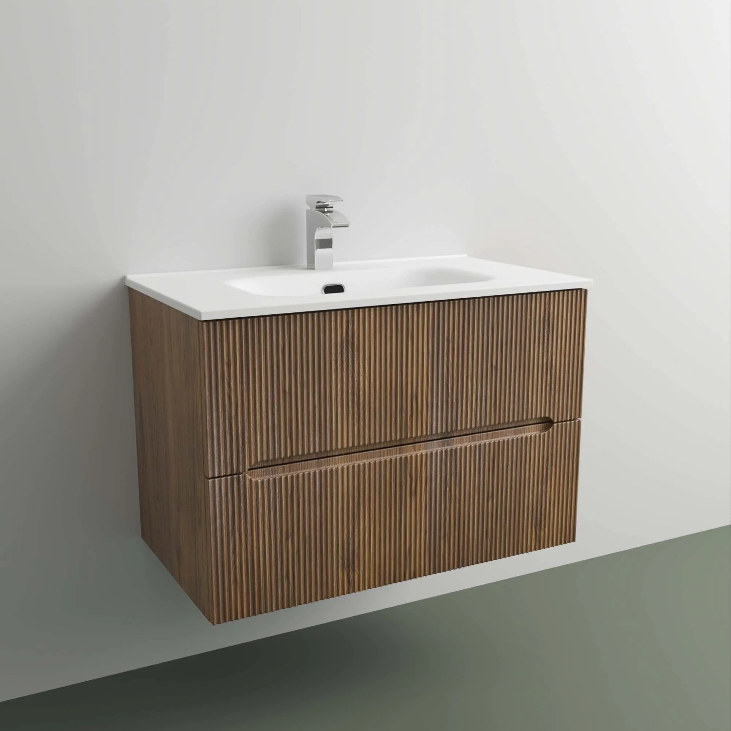 t.b.t. mobile bagno con effetto legno rigato e lavabo bianco.