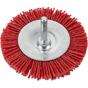 Spazzola a disco in nylon LUX, Ø 75mm, grana 80, rossa. Per trapano.