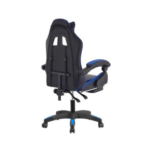 Sedia gaming reclinabile con poggiapiedi e supporto lombare nero/blu