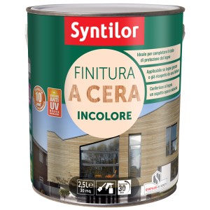 Barattolo di cera per legno Syntilor incolore per interni ed esterni, 2,5 litri.