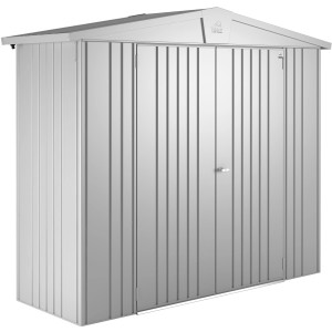 Casetta da giardino in metallo Biohort Europa, argento metallizzato, 1,9 m², con doppia porta.