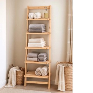 Scaffale a muro in legno di abete 5 ripiani 42x26x132 cm