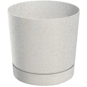 Vaso per piante t.b.t. beige con sottovaso abbinato per interni ed esterni.