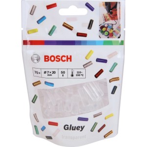 Confezione di colla a caldo trasparente Bosch Ø 7 mm per penna a colla a caldo Gluey.