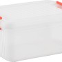 Contenitore trasparente K-Latch S con coperchio e chiusure arancioni.