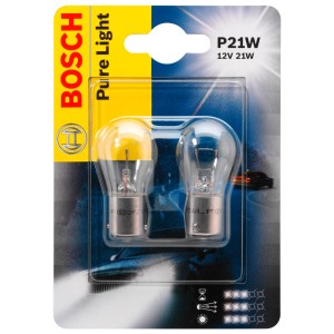 Bosch GLL Pure Light P21W, confezione da 2 lampadine auto per indicatori e illuminazione.