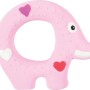 Massaggiagengive per cuccioli a forma di elefante rosa con cuori.