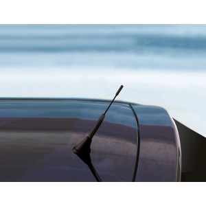 Antenna nera OBI (23 cm) montata sul tetto di un'auto.