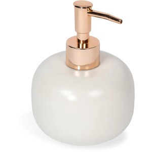 Dispenser sapone t.b.t., bianco con erogatore oro rosa.