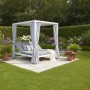 Pergola in alluminio con tende Sunlounge 205x166x200 cm bianco