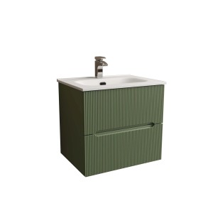 Mobile bagno t.b.t. verde con lavabo e rubinetto per il bagno.