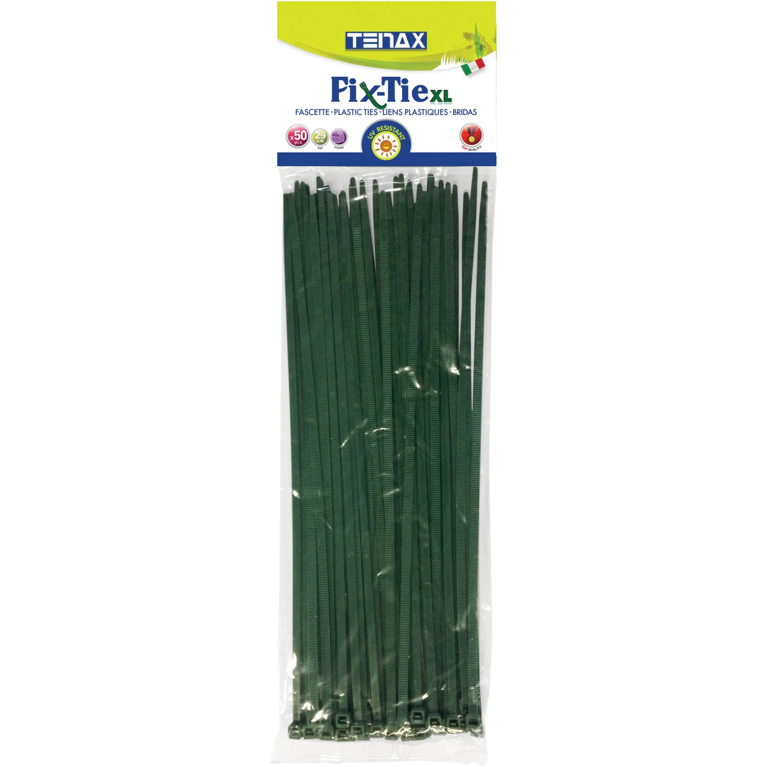 Fascette stringicavo verdi Fix-Tie XL, 50 pezzi, per giardino e fissaggio piante.
