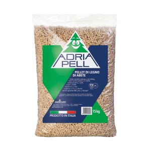 Sacco di pellet di legno Adria Pell, combustibile.