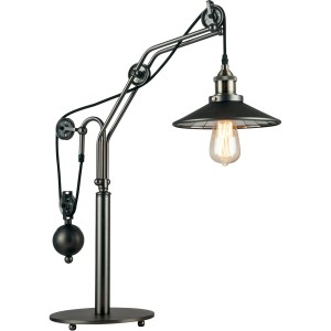 Lampada di design con aspetto a carrucola, metallo, lampadina inclusa.