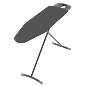 Asse da stiro grigia t.b.t. con ripiano per ferro da stiro.