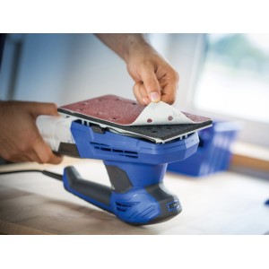 Levigatrice orbitale con strisce abrasive LUX K240, grana 240, per la sostituzione della carta vetrata.