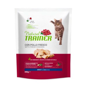 Natural Trainer cibo secco per gatti con pollo fresco, adatto a gatti adulti.