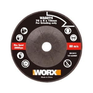 Disco abrasivo WORX WA6074, 76x4x10mm per smerigliatrici angolari. Accessorio per levigatura.