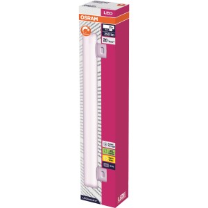 Lampada tubolare LED Osram S14s, 5W, 30cm, bianco caldo nella confezione.