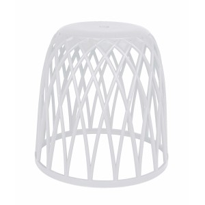 Sgabello da bagno Wenko Omio bianco in plastica con design moderno e aperto.