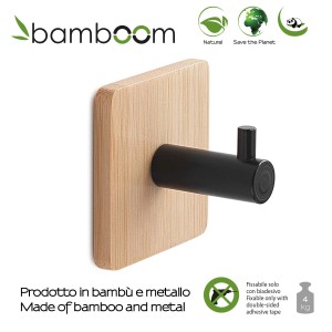 Appendiabiti da parete Bamboom in bambù e metallo, parte della categoria accessori da parete e contenitori.