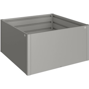 Biohort aiuola rialzata, 1,5x1,5m, grigio quarzo metallizzato. Aiuola rialzata quadrata in metallo per giardino e piante.
