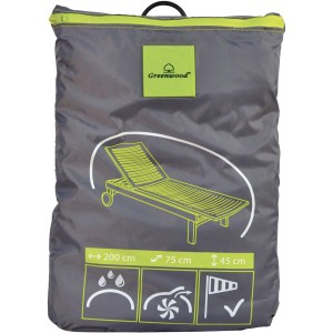 Copertura grigia per mobili da giardino con simboli di resistenza agli agenti atmosferici.