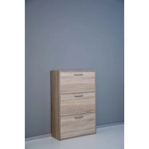 Scarpiera 3 ribalte doppia profondita 100x65x25 cm rovere sonoma