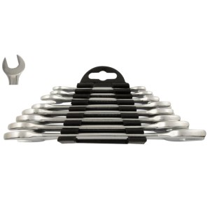 Set chiavi fisse a due bocche cromate in acciaio al carbonio 8 pz
