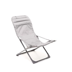 Lettino prendisole t.b.t. grigio con seduta e schienale imbottiti.