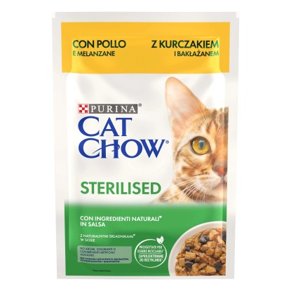 Cibo umido per gatti Purina Cat Chow Sterilized con pollo e melanzane 85 g