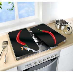 Copri piano cottura Wenko Hot Peperoni, set da 2, multicolore. Universale per piani cottura in vetroceramica, elettrici e a gas.