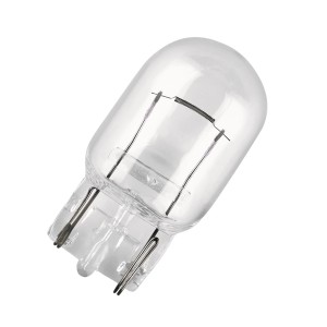 Lampadina di segnalazione auto Osram Original W21W, vetro trasparente con base in metallo.