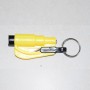 Moschettone t.b.t. giallo con taglia cinture e martello d'emergenza su portachiavi.