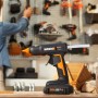 Pistola per colla a caldo a batteria Worx, ideale per bricolage e riparazioni.