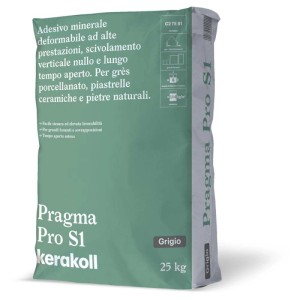 Colla per piastrelle gres adesivo minerale Pro S1 25 kg grigio