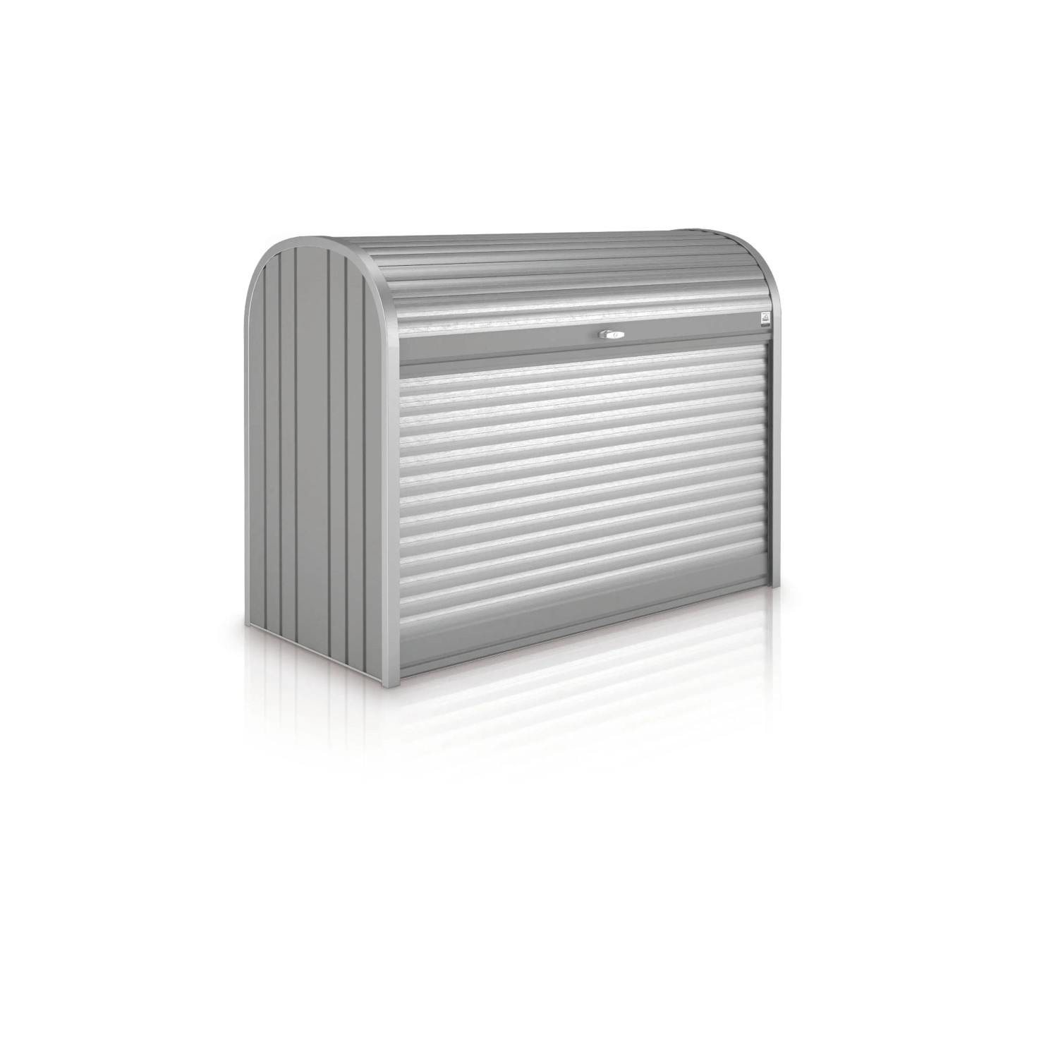Biohort StoreMax 120 box universale in grigio quarzo metallizzato con serranda e serratura a cilindro.