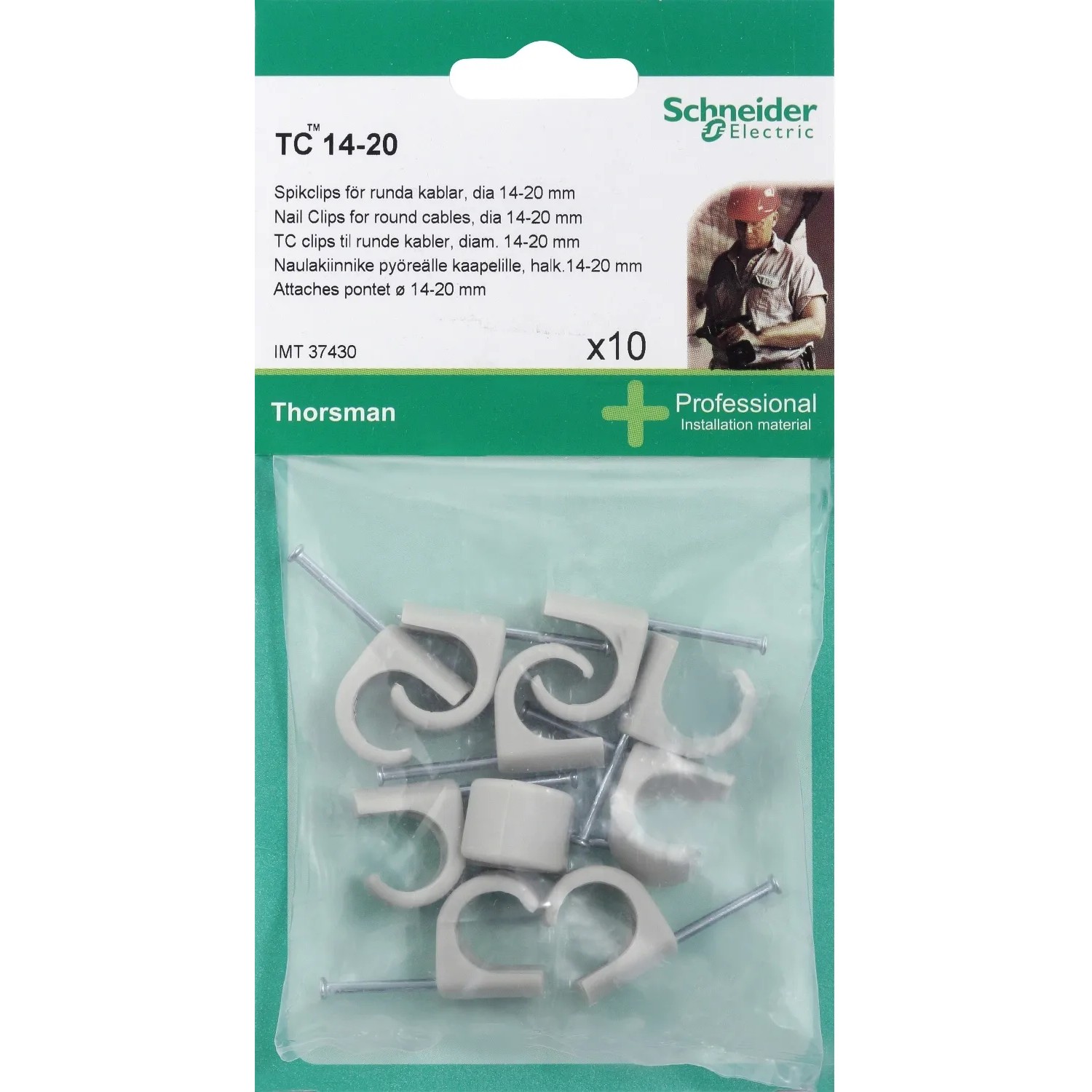 Schneider Electric - Fascette a chiodo, 10 pz, per cavi diametro 14-20 mm.