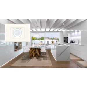 Termostato t.b.t. in ambiente cucina moderno.