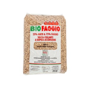 Sacco di pellet di legno Bio Faggio, 15 kg, per camino e stufa.