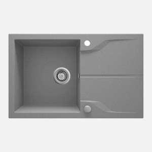 Lavello 1 vasca con gocciolatoio rett Idrostile Florida 490x194 mm Grigio Met