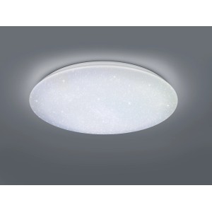 Plafoniera LED bianca rotonda con effetto glitter.