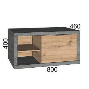 t.b.t. Mobile bagno grigio e effetto legno con vano a giorno e cassetto.