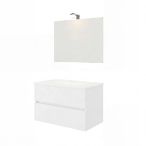 Mobile bagno Cube con lavabo e specchio bianco lucido L81,5xP46,5xH115,4cm