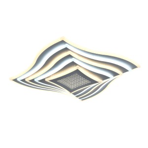 Plafoniera LED moderna t.b.t. con design curvo per montaggio a soffitto.